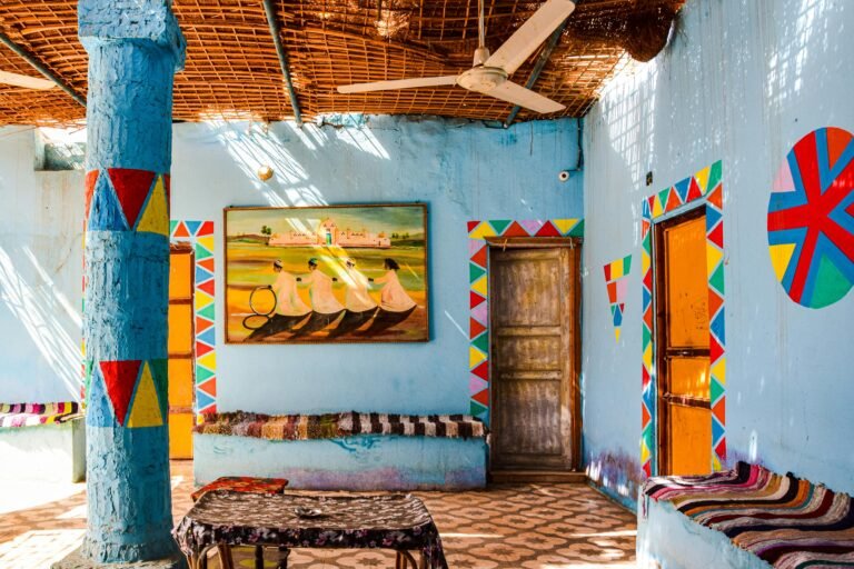 Exterior and Patio of a Colorful House in Aswan, Egypt